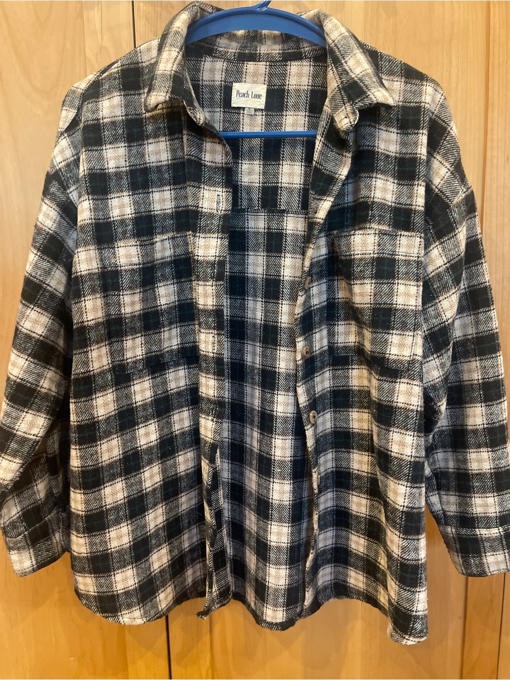 Peach Love California Black & White Plaid Button-Up Shirt